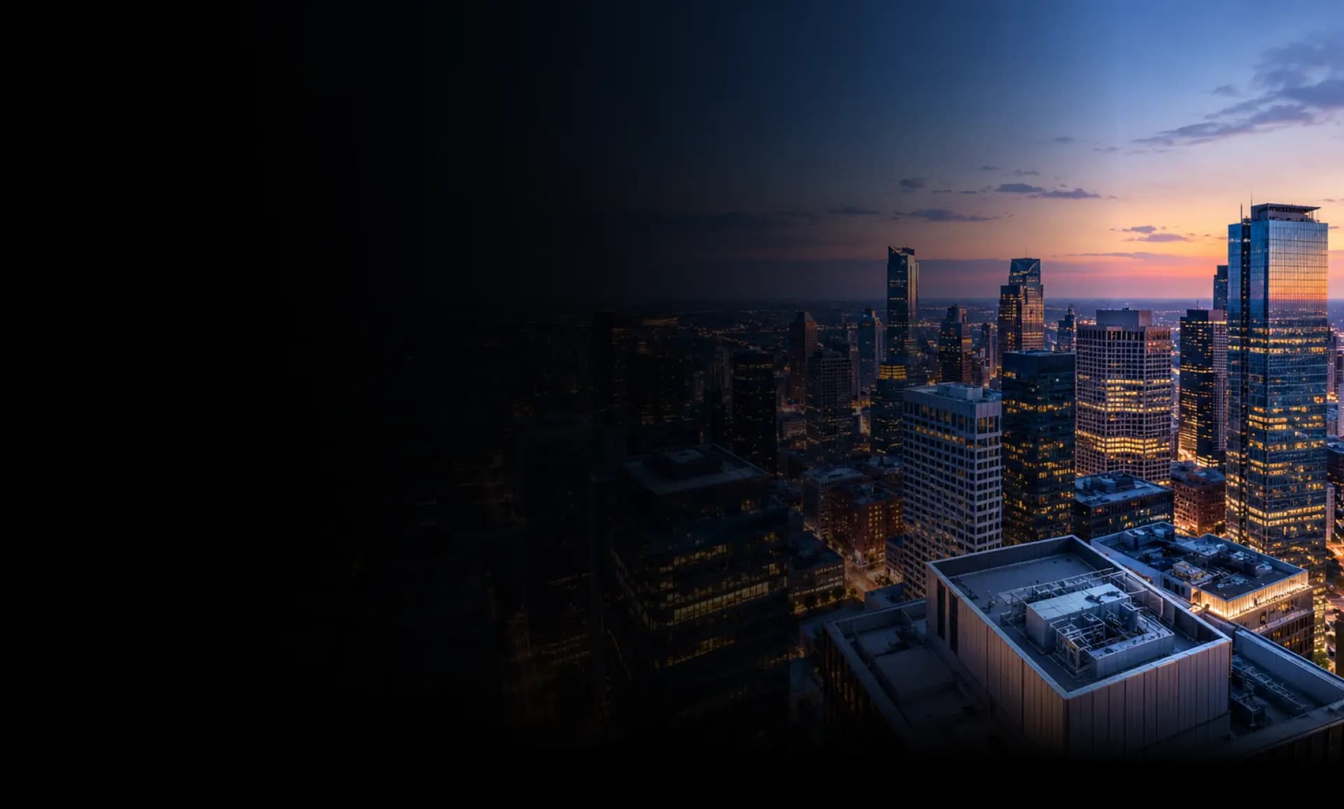 USA city skyline at night